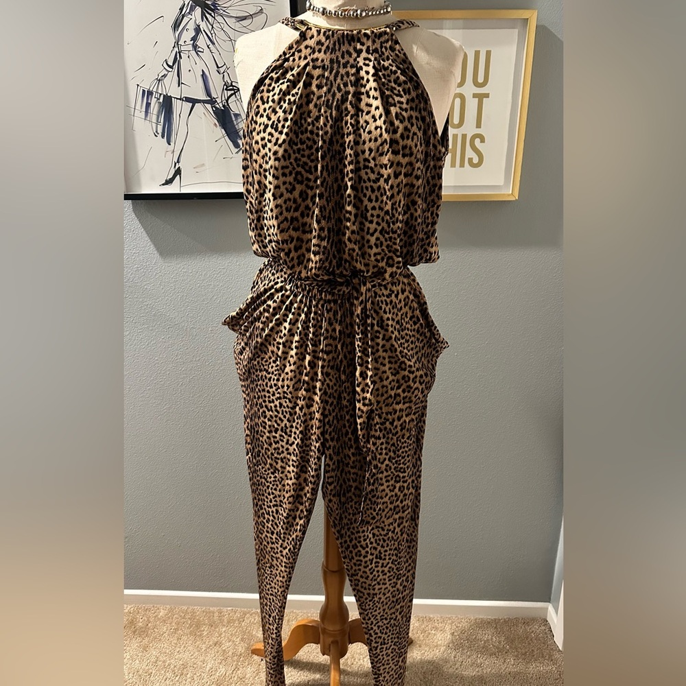 Michael Kors Animal Print Halter Jumpsuit